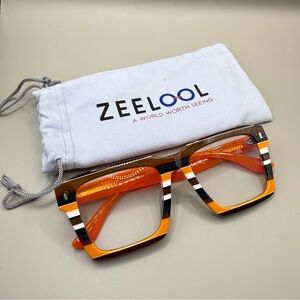 Zeelool Orange Stripe Square Eyeglasses, no prescription